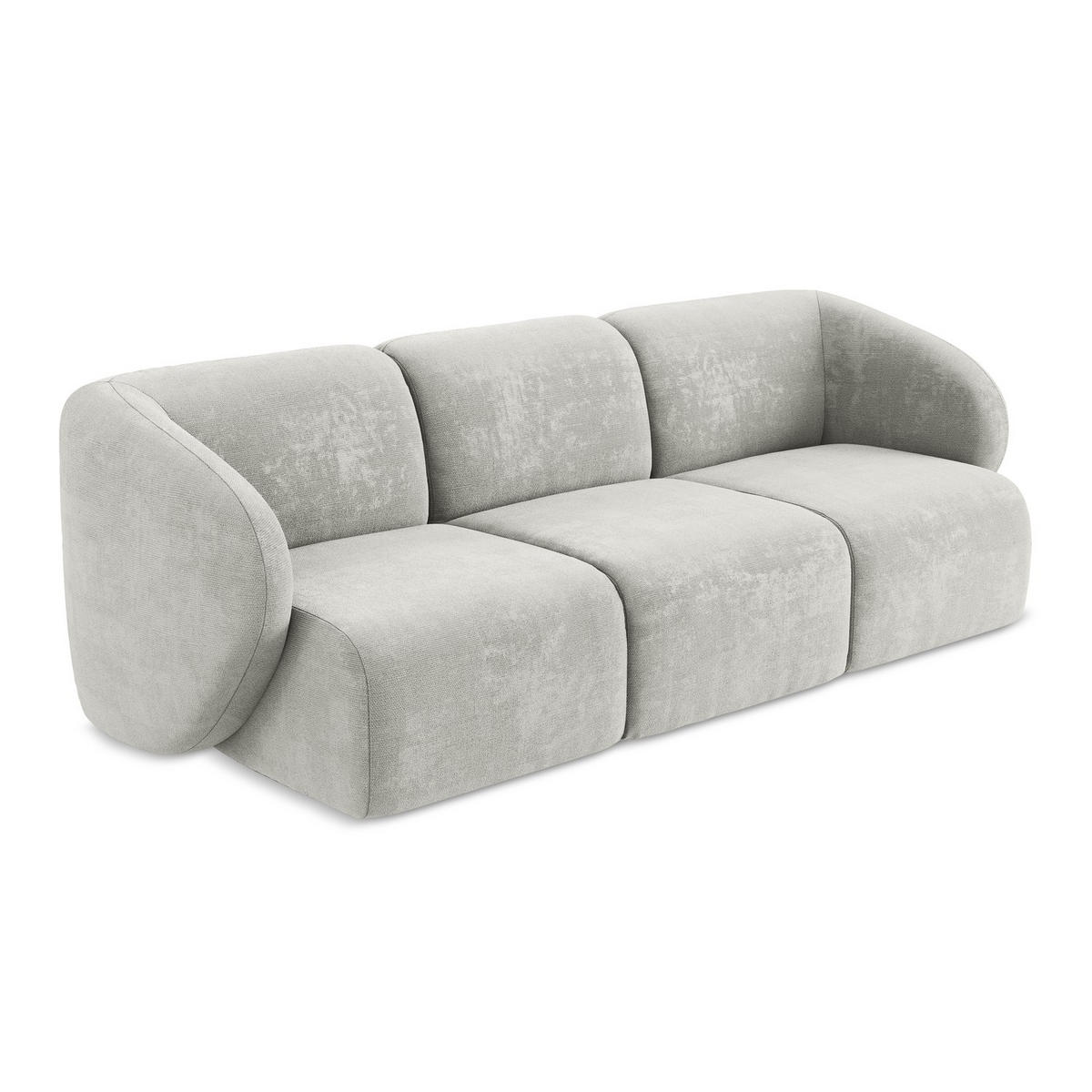 3-SITZER SOFA Chenille Stoff Grau - Hellgrau/Schwarz, Holzwerkstoff/Kunststoff (244/75/94cm) - LaMiaSofa