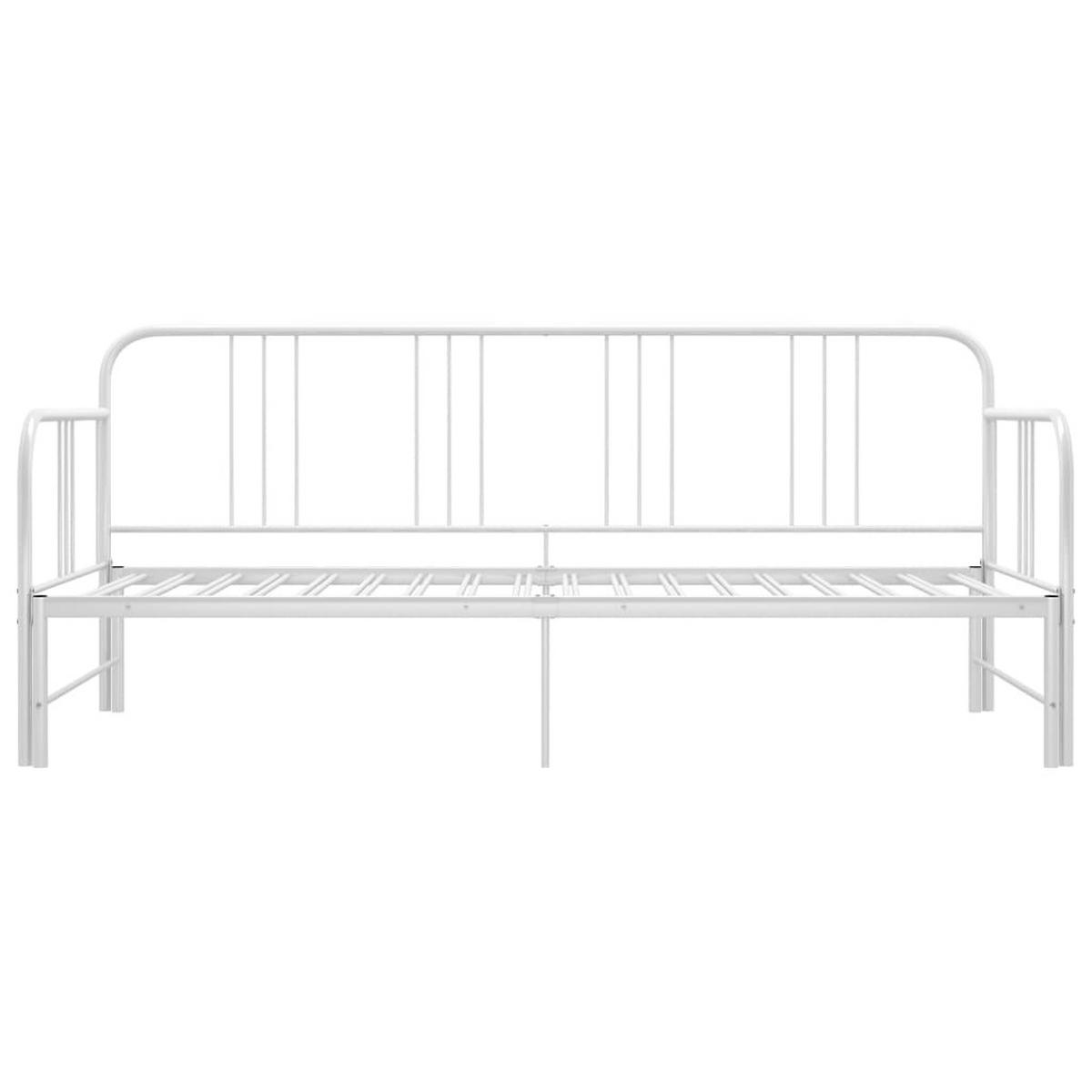 AUSZIEHSOFA BETTGESTELL WEISS METALL 90X200 CM - Weiß, Metall - vidaXL