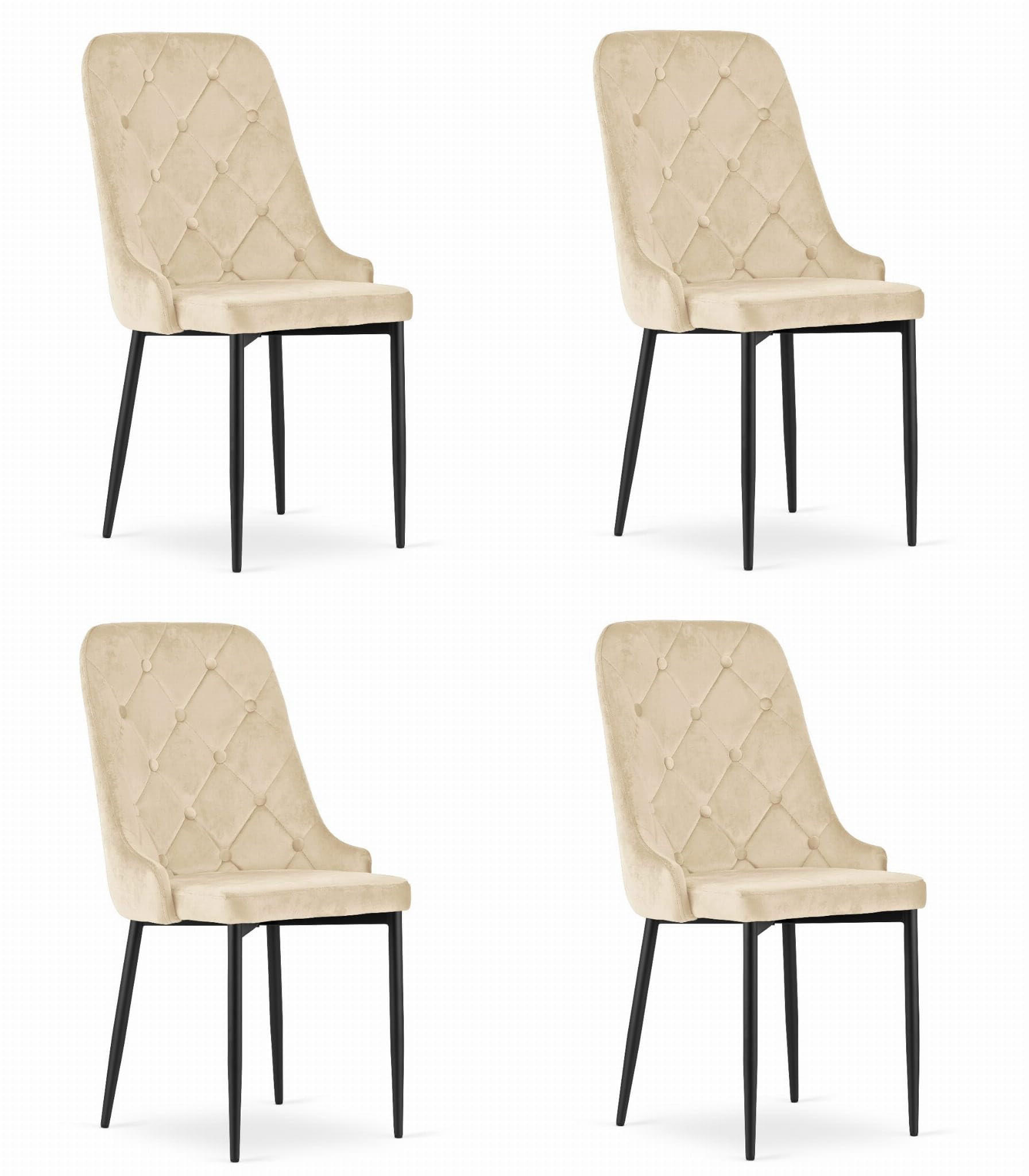 ESSZIMMERSTUHL 4er Set Beigefarbener Velours, gepolsterte Rückenlehne, bequeme Sitzfläche - Beige, Textil (43/94/43cm) - Best For Home