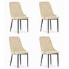 ESSZIMMERSTUHL 4er Set Beigefarbener Velours, gepolsterte Rückenlehne, bequeme Sitzfläche - Beige, Textil (43/94/43cm) - Best For Home