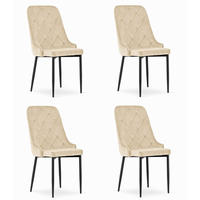 ESSZIMMERSTUHL 4er Set Beigefarbener Velours, gepolsterte Rückenlehne, bequeme Sitzfläche - Beige, Textil (43/94/43cm) - Best For Home