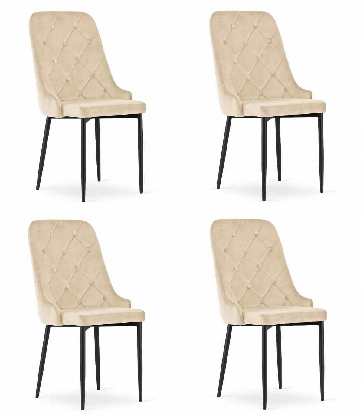 ESSZIMMERSTUHL 4er Set Beigefarbener Velours, gepolsterte Rückenlehne, bequeme Sitzfläche - Beige, Textil (43/94/43cm) - Best For Home