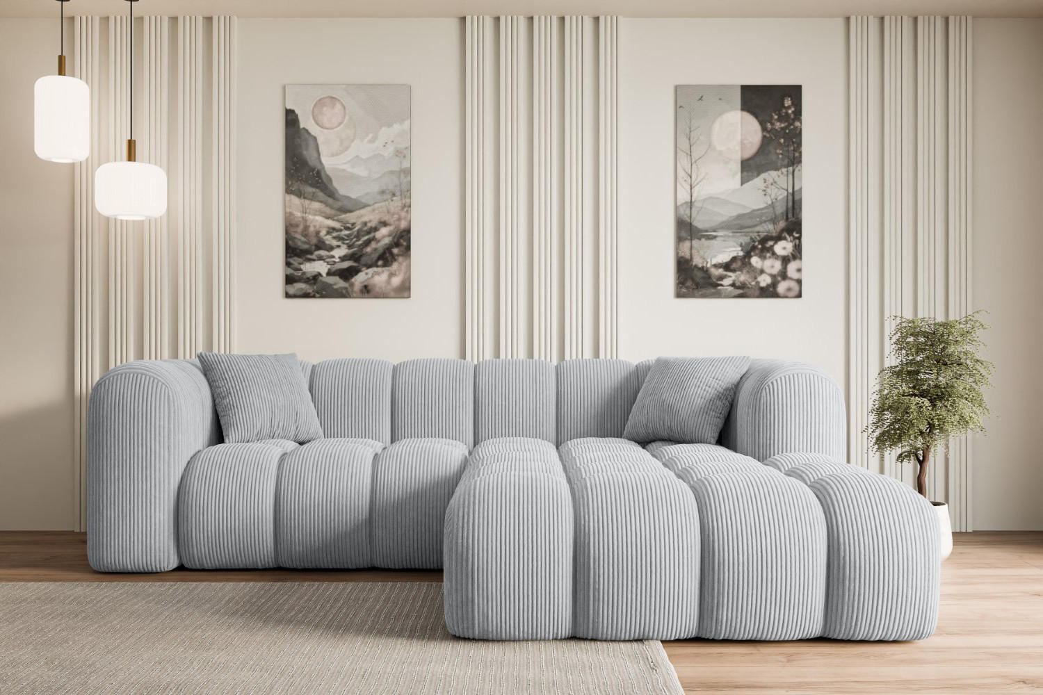 ECKSOFA Ottomane Rechts OLEA-L1 - 231x173x74 cm Grau - Schwarz/Grau, Holzwerkstoff/Kunststoff (231/173cm) - ALTDECOR