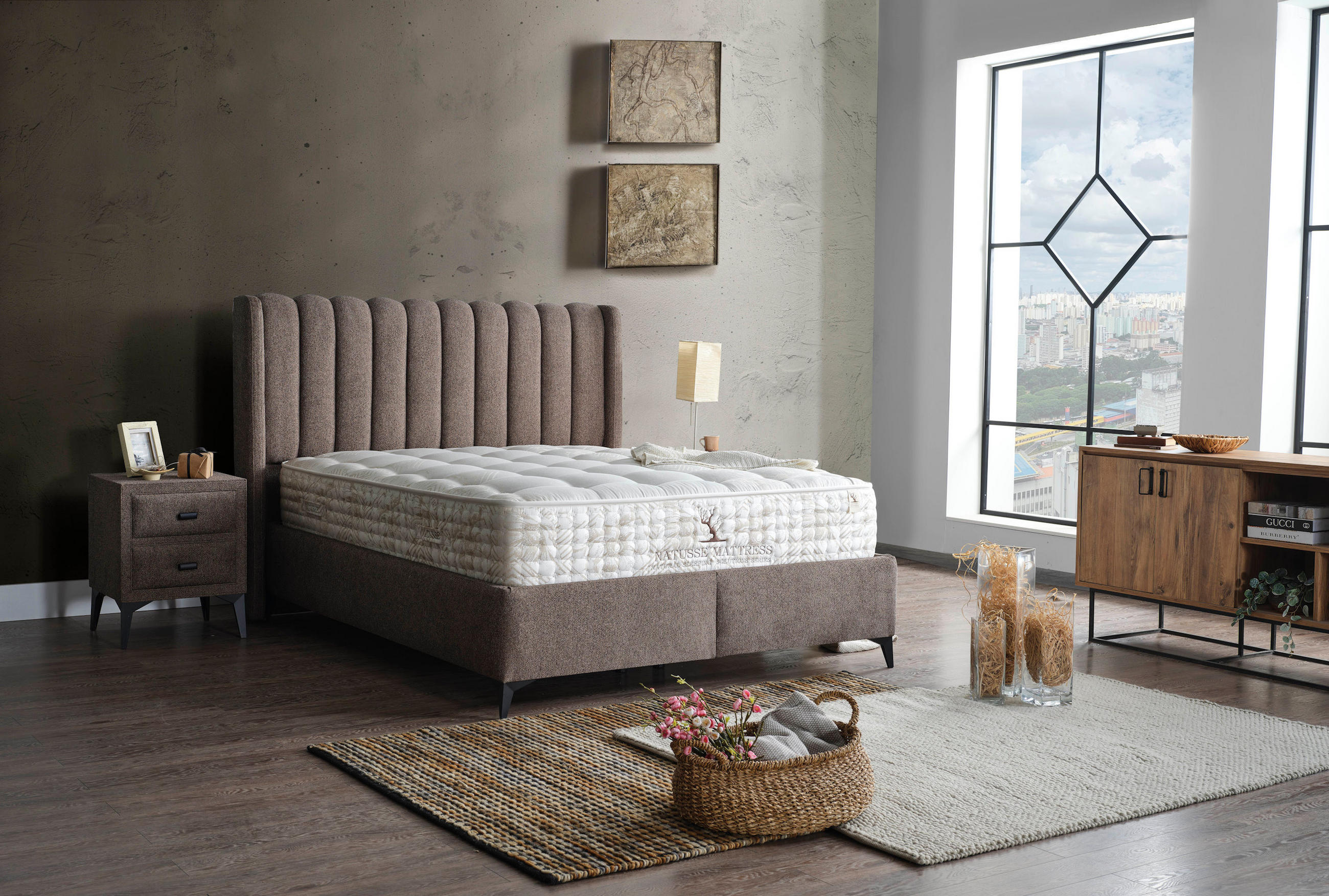 POLSTERBETT-SET Intense 140x200 Braun - Bett inkl. Matratze - Braun, Metall (140/200cm) - Villa Möbel