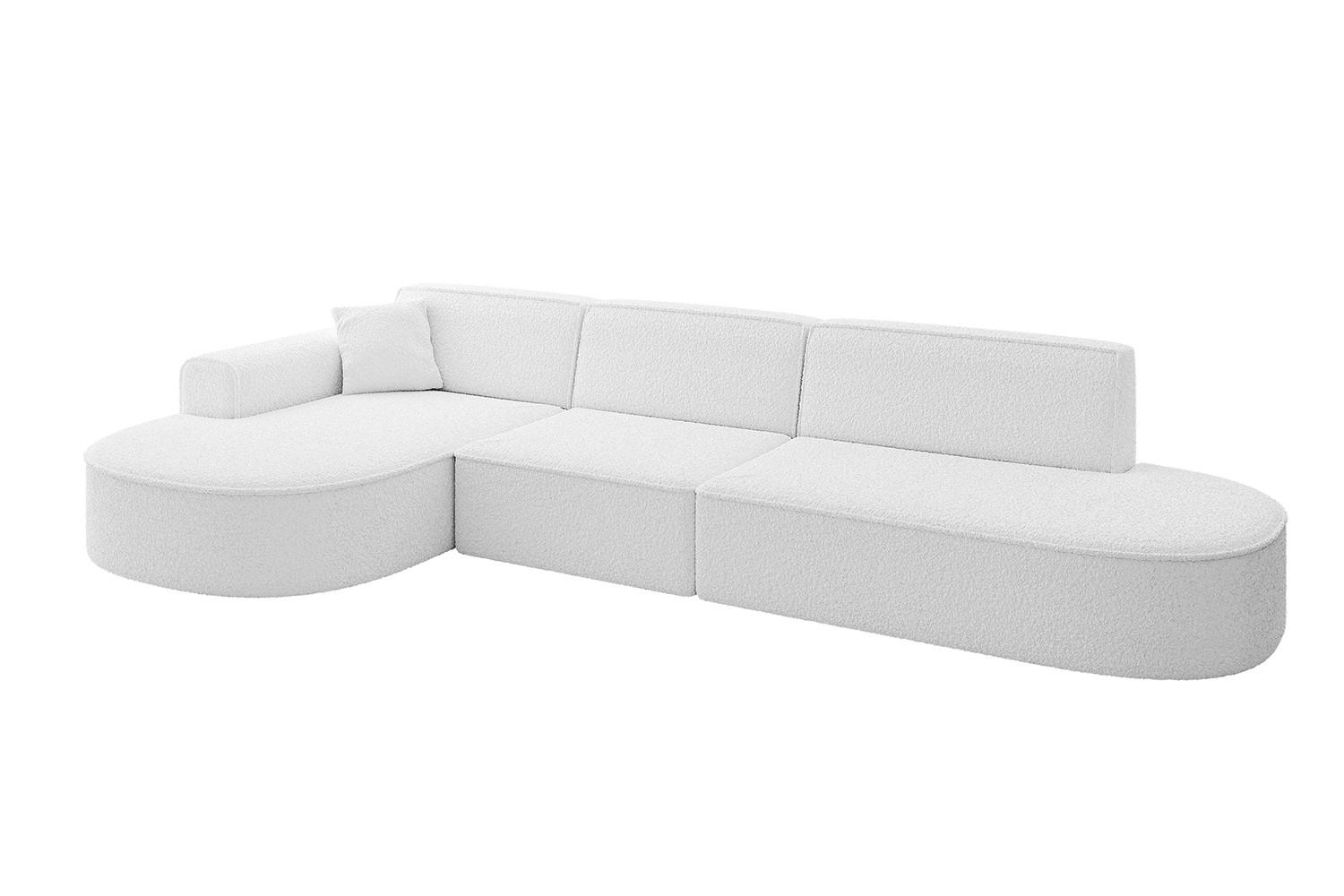 ECKSOFA Ottomane Links MARI-L2 - 317x163x73,5 cm Weiß Bouclé - Schwarz/Weiß, Holzwerkstoff/Kunststoff (165/321cm) - ALTDECOR