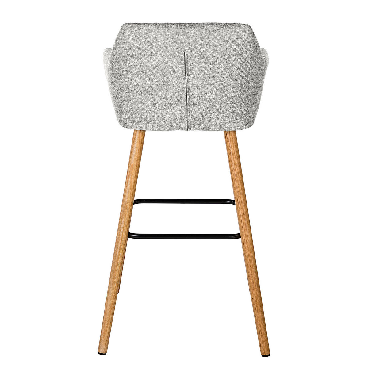 BARSTUHL-SET - Eiche massiv / Metall - Eichefarben/Hellgrau, Eichenholz/Holz (55/101/54cm) - home24