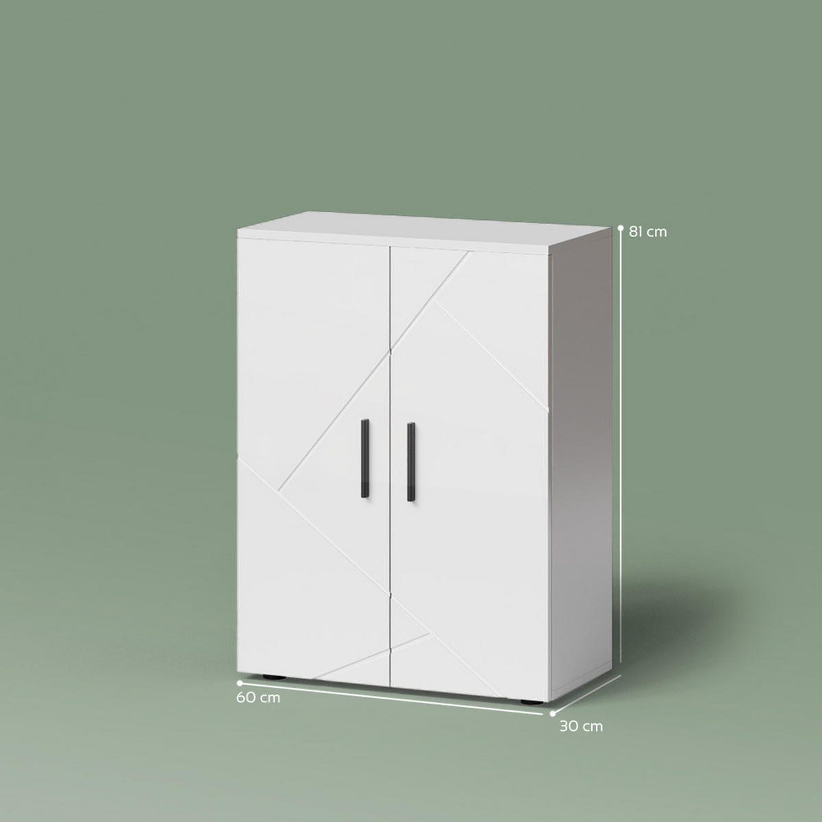 MIDISCHRANK Ronco Weiß Hochglanz 60 x 81 cm - Weiß Hochglanz/Weiß, Holzwerkstoff (60/81/30cm) - Livinity®