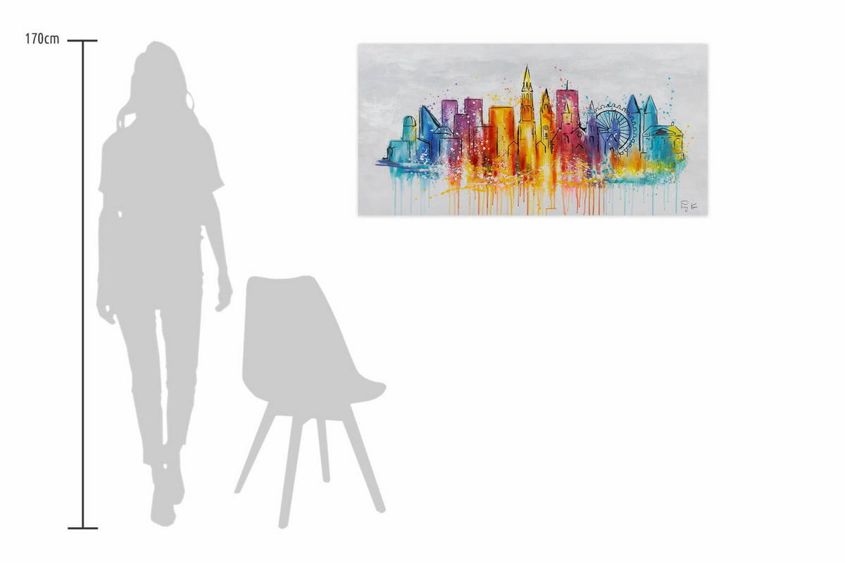 ACRYLBILD HANDGEMALT 120/60 cm - Multicolor/Grau, Holz/Textil (1.7/60cm) - KUNSTLOFT