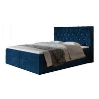 BOXBETT BOSTON mit 2 Bettkästen, 160x200, Farbe: Dunkelblau, Velourstoff, Doppelbett mit Bonell-Matratze - Dunkelblau, Holz/Kunststoff (160/200cm) - Alpi-Möbel