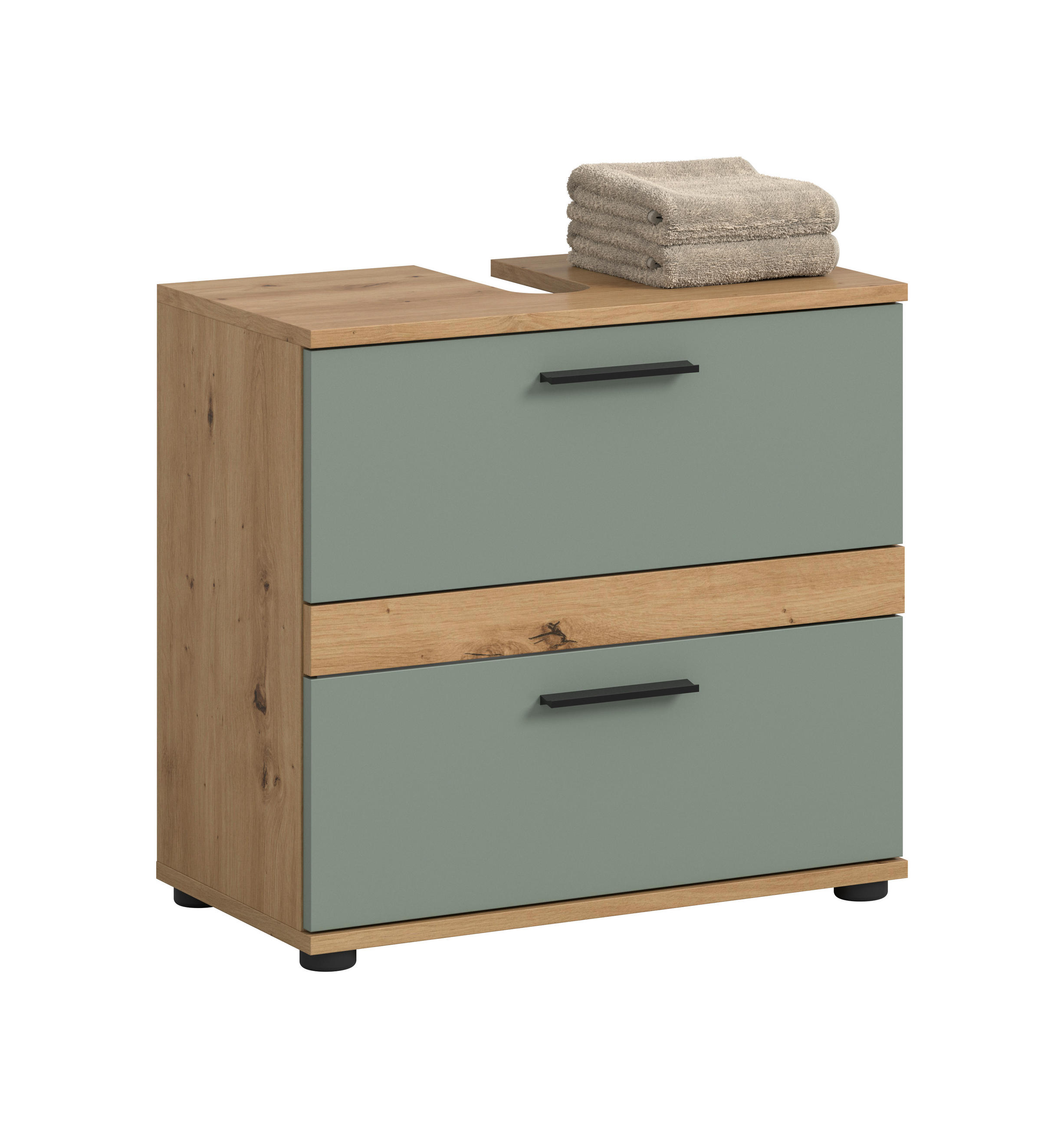 WASCHBECKENUNTERSCHRANK Flint (B/H/T: 60x57x34 cm) in Salbei und Artisan Eiche Nachbildung - Eiche Artisan, Holz (60/57/34cm) - Homes & Jones