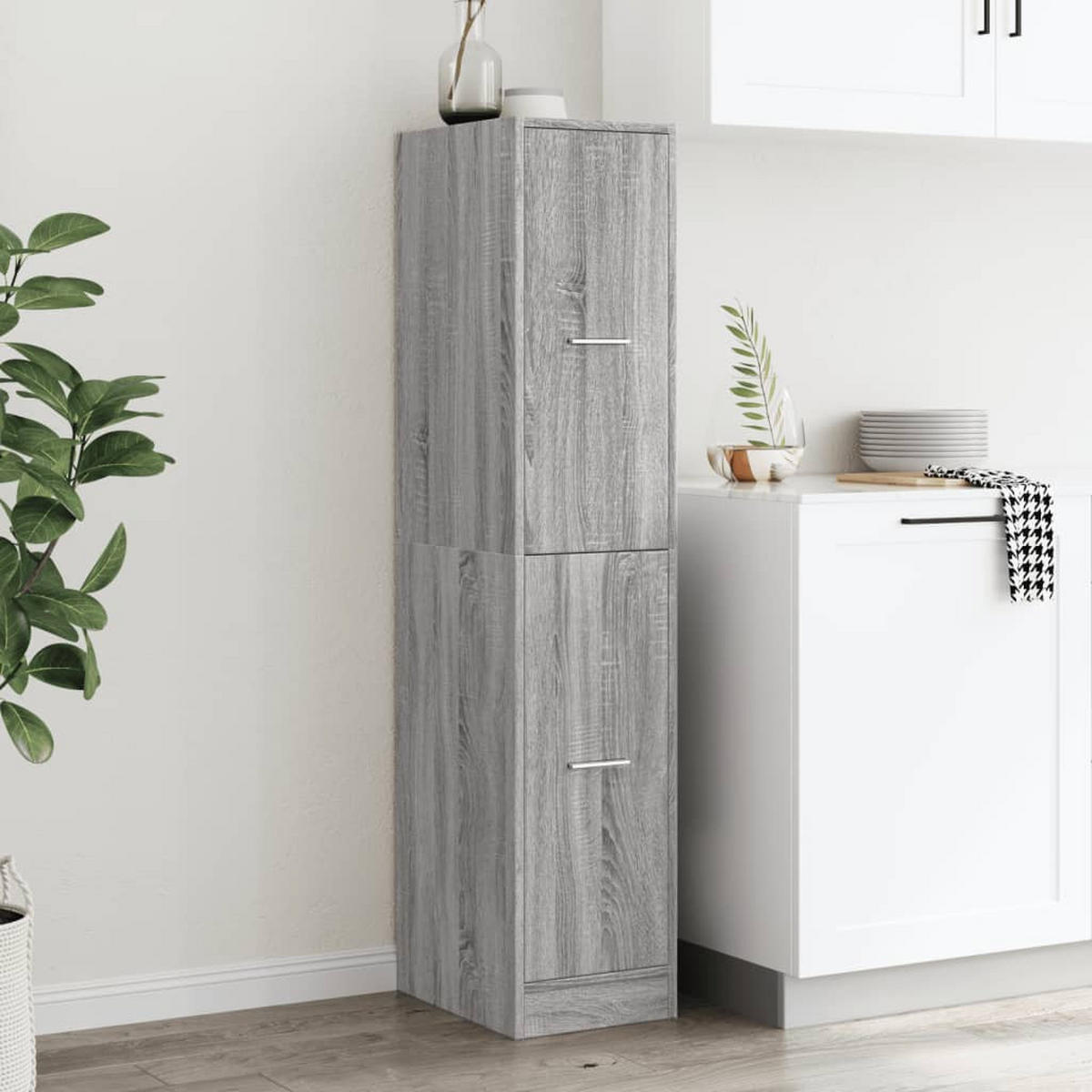 APOTHEKERSCHRANK Grau Sonoma 30/41/144,5 Cm Holzwerkstoff - Hellgrau, Holzwerkstoff (41/144.5/30cm) - vidaXL