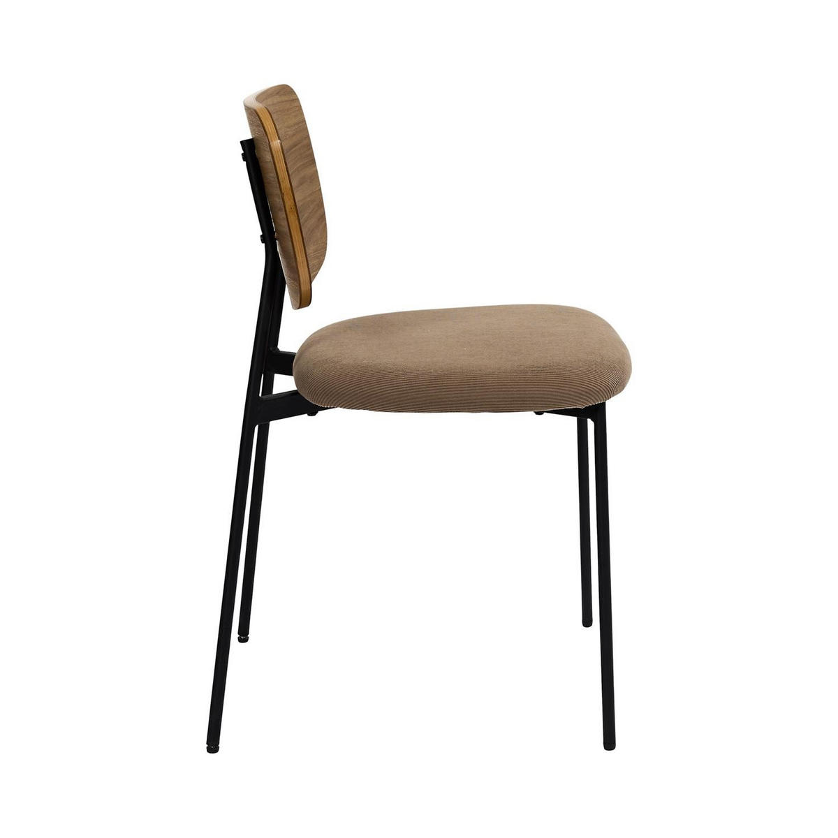 SADA 4 židlí z manšestrové látky v barvě taupe, šířka 44 cm - NOAN - hnědá, kov (50/77.5/44cm) - Calicosy