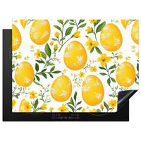 HERDABDECKPLATTE Blumen - Ostereier - Gelb Herdabdeckung Induktionsfeld 70x52 cm - Gelb, Kunststoff (70/52/0.2cm) - MuchoWow