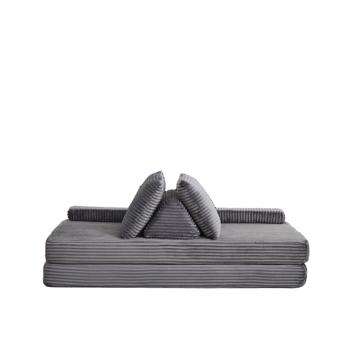 SCHLAFSOFA 211 cm frei kombinierbar mit dreieckigen Rückenlehnen, DE-42722, Grau - Grau, Textil (211.5/62/106.5cm) - ComfortXL