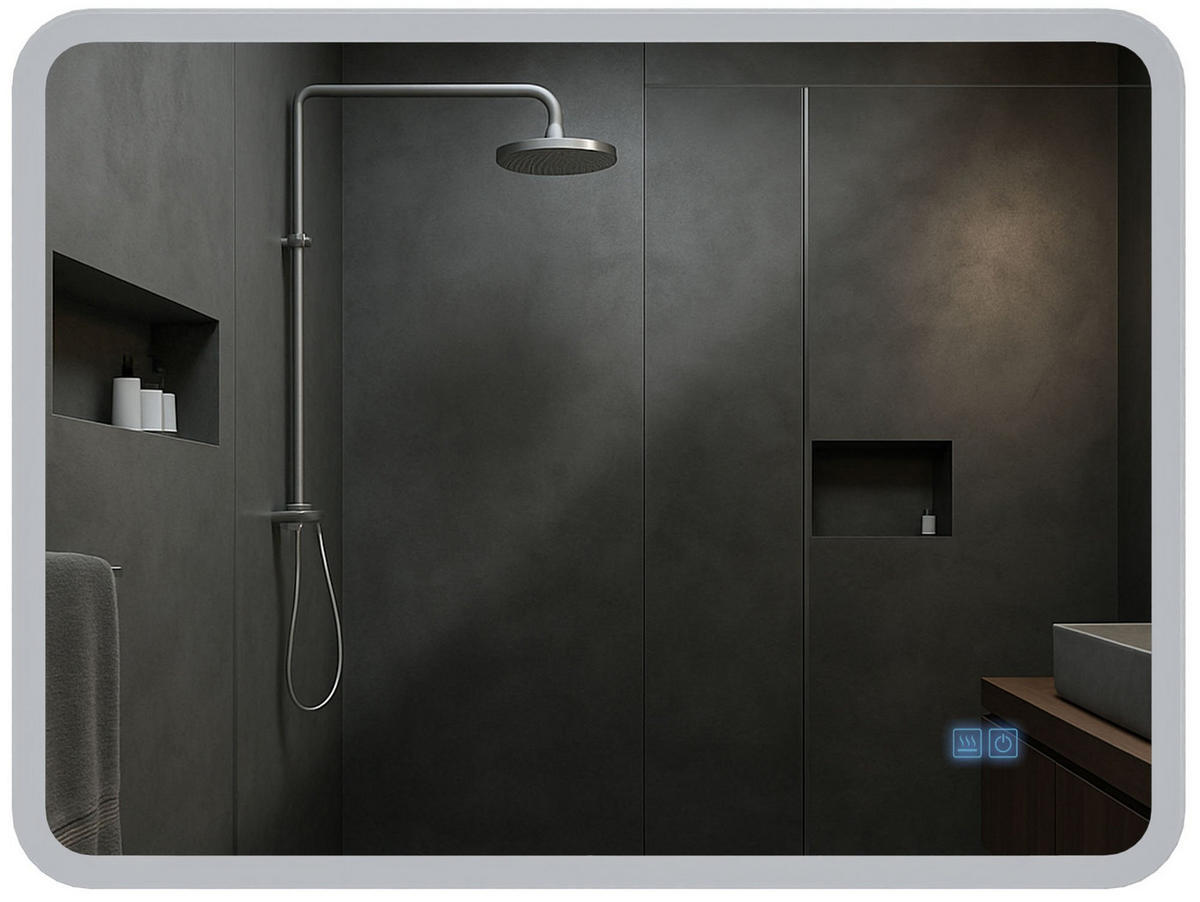 BADSPIEGEL Wien 60x80 Bluetooth 80x3,5x60cm Glas Klarglas Badezimmerspiegel - Klar, Glas (80/60/3.5cm) - DELUKE