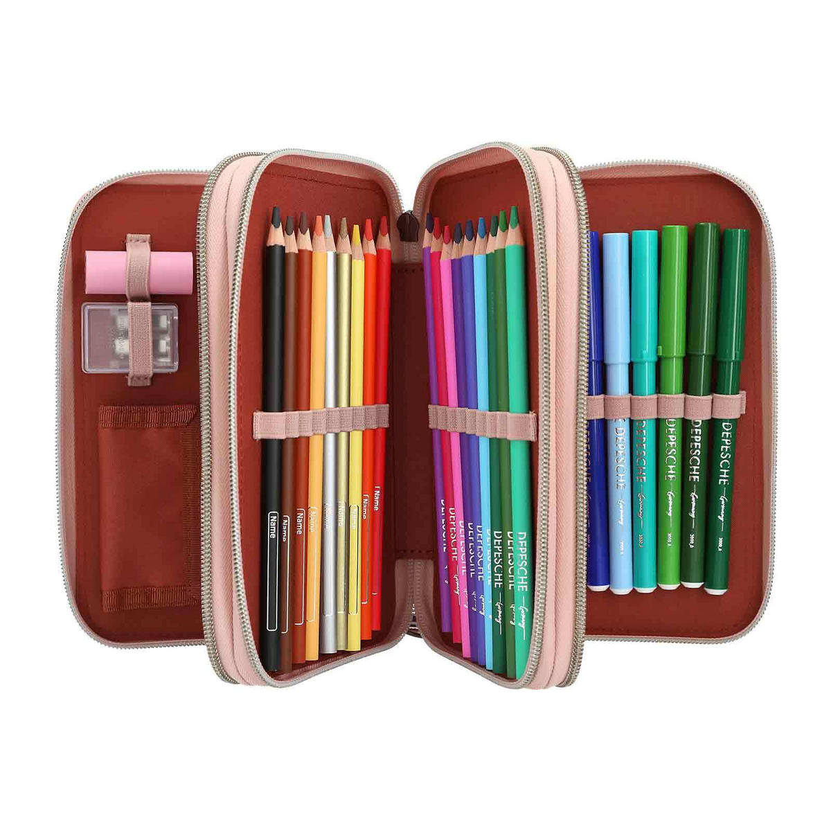 3-FACH FEDERTASCHE FUR-EVER FRIENDS TOPModel rosa 7,5 x 13 x 20 cm - Rosa, Kunststoff (13/20/7.5cm) - Depesche Germany