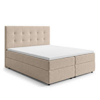 BOXBETT SAKARYA 160x200 cm mit Bettkasten und Matratze - Creme + TOPPER - Creme/Schwarz, Holz/Holzwerkstoff (160/200cm) - AX Living