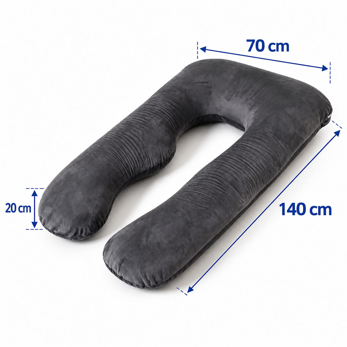 POLŠTÁŘ Antracit těhotenský tvar U sametový potah - antracitová, textil (70/140cm) - Relaxdays