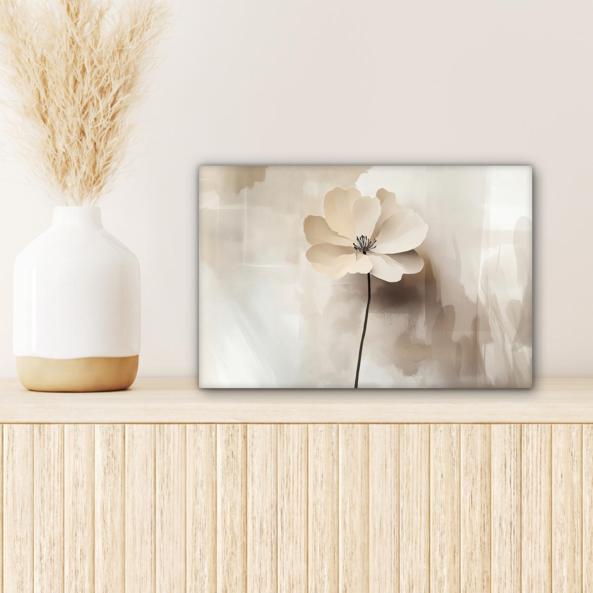 LEINWANDBILD Blume - Beige - Farbe - Schatten 30x20 cm - Creme, Textil (30/20cm) - MuchoWow