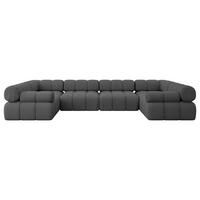 WOHNLANDSCHAFT modulares Sofa Birno-U2 - 380x190x70 cm Grau Bouclé - Grau, Holzwerkstoff/Textil (380/70/190cm) - ALTDECOR