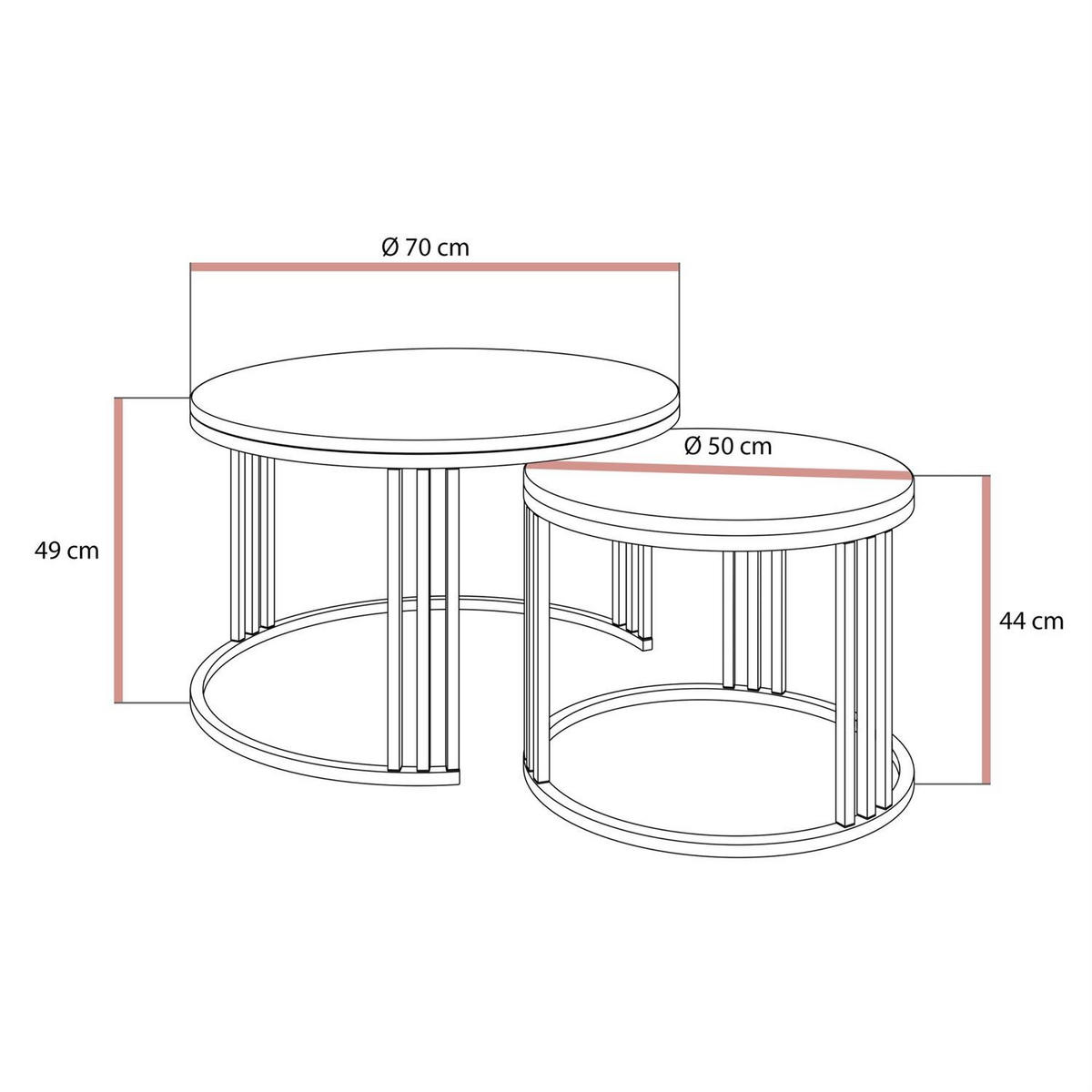 COUCHTISCH 2in1 LORI MAT gebürstetes Gold, Gebürstetes Gold / Marmor Levanto - Weiß, Metall (70/70/49cm) - Lookway