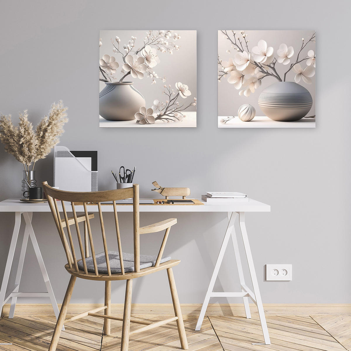 GLASBILD 50x50 cm Stillleben Blumen - Beige, Glas (50/50cm) - artissimo