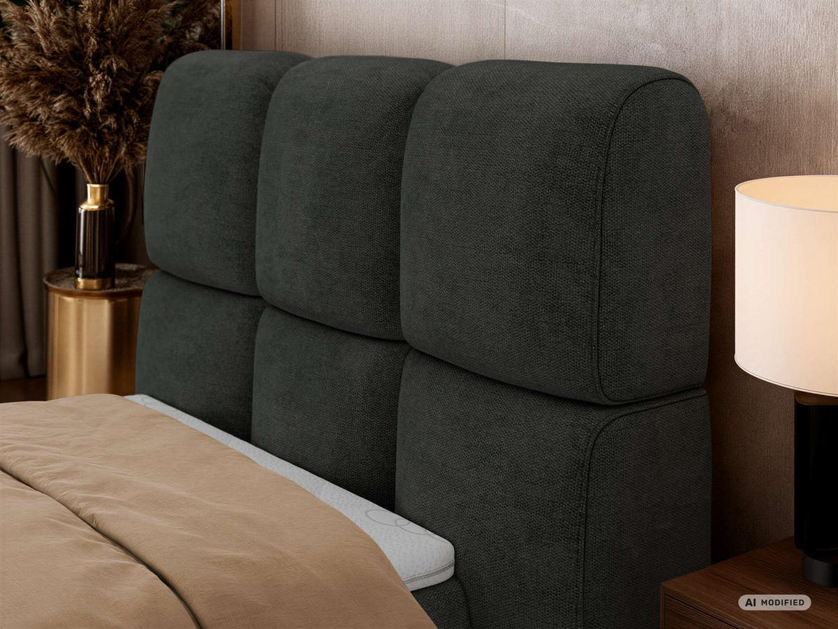 BOXBETT NIRA 90/200 - Dunkelgrau Stukture - Topper Visco - H3 - Dunkelgrau/Schwarz, Kunststoff/Textil (200/90cm) - MKS