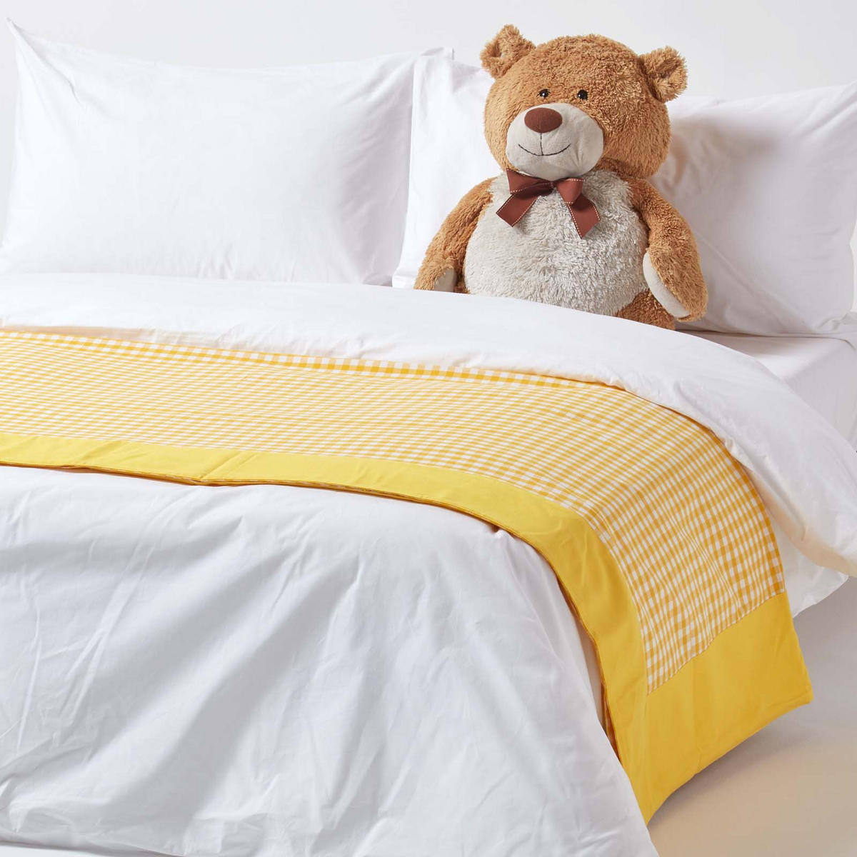 ÜBERWURF 150/200 cm, Vichy Karo 100% Baumwolle - Gelb, Textil (150/200cm) - Homescapes