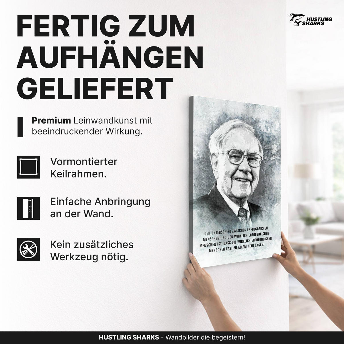 LEINWANDBILD Erfolg heißt Nein sagen - Weiß, Papier (60/2cm) - Hustling Sharks