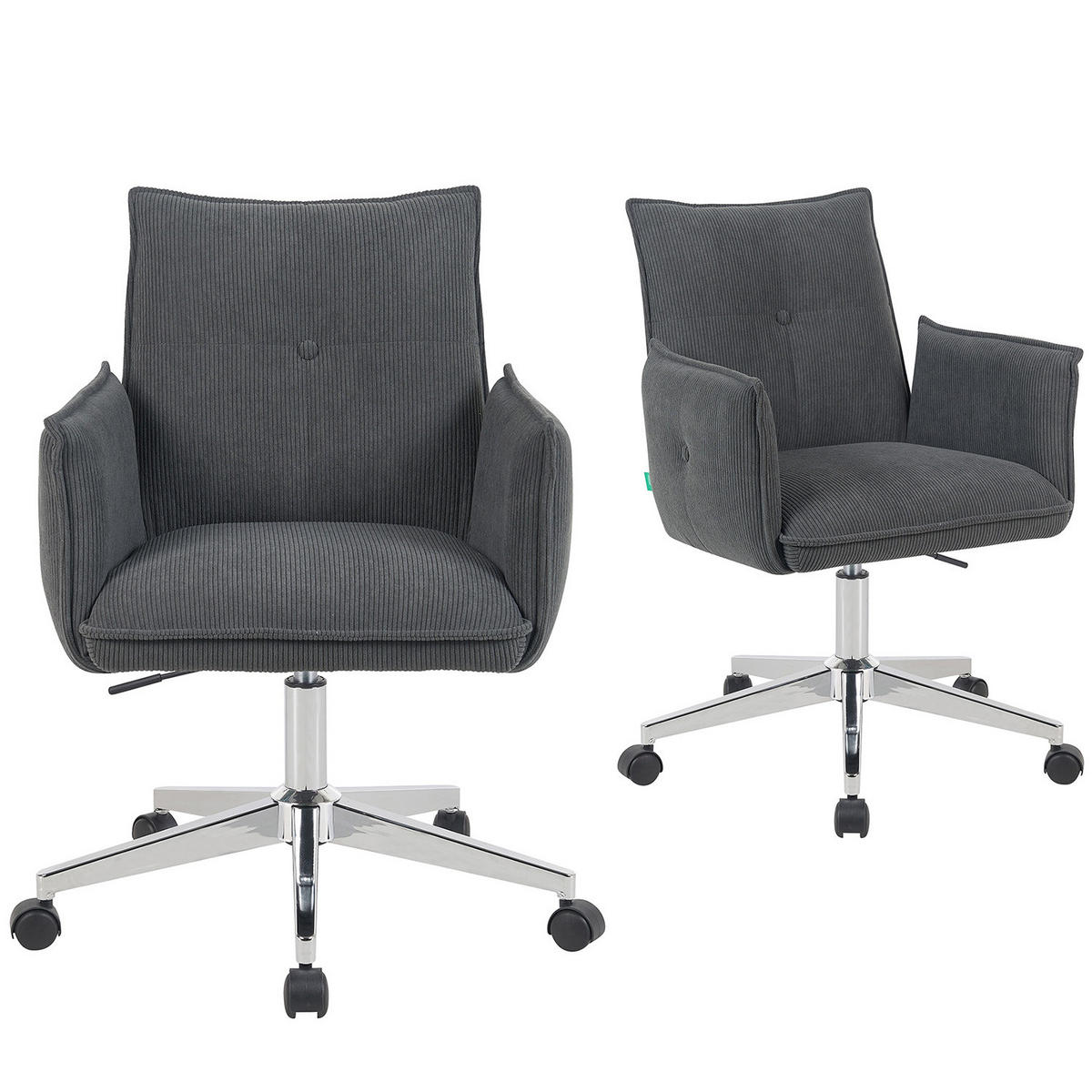 BÜROSTUHL Mika-Cleo - Chromfarben/Anthrazit, Textil/Metall (60/85/63cm) - DUBI Möbel