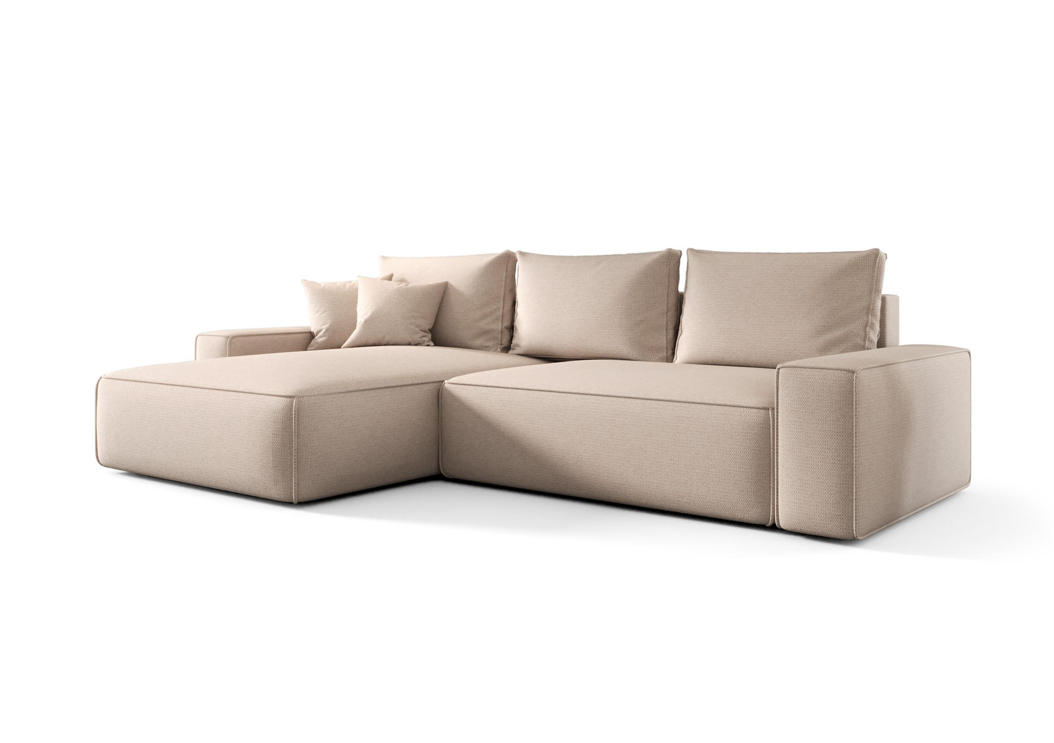 ECKSOFA Walken Mit Schlaffunktion - Creme, Holzwerkstoff/Textil (280/185cm) - Fun Möbel