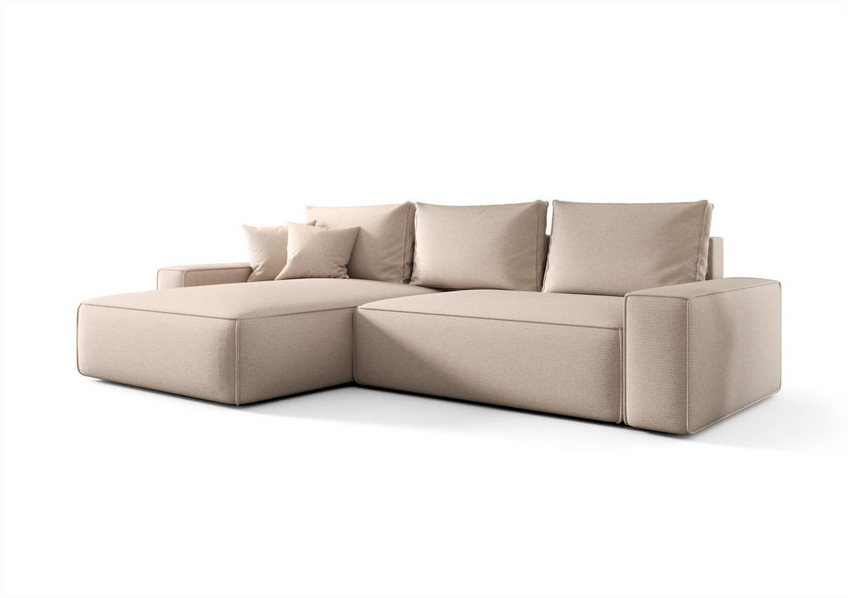 ECKSOFA Walken Mit Schlaffunktion - Creme, Holzwerkstoff/Textil (280/185cm) - Fun Möbel