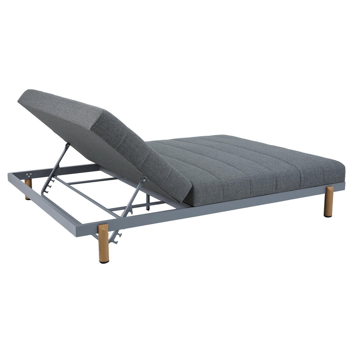 LOUNGESOFA - Olefin - Grau - Grau, Textil/Metall (200/147/38cm) - home24