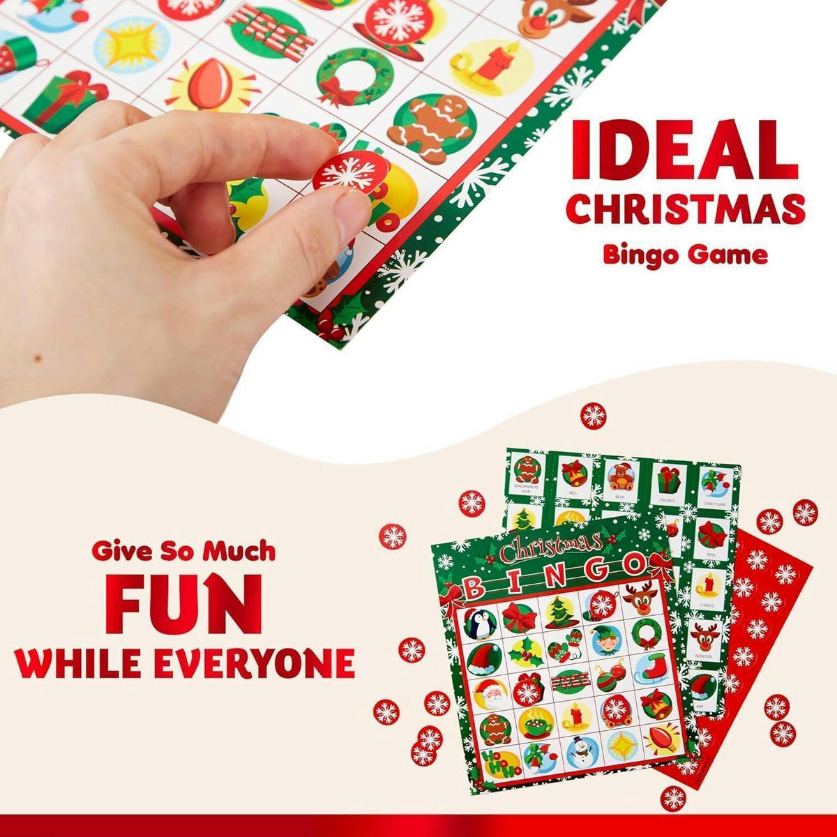 BINGO Kartenset Weihnachten 28 Spieler - Multicolor, Karton (16.3/17.7cm)