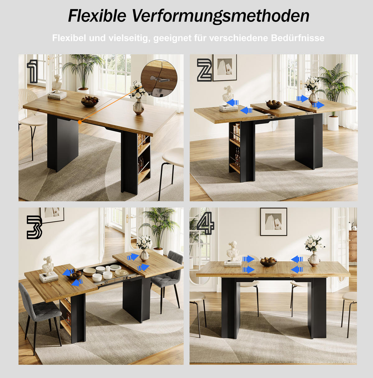 KOMODA 120-160/80/75 cm, MDF v dekore prírodného dreva, s úložným priestorom - hnedá, kompozitné drevo (120/80/75cm) - BEAOK