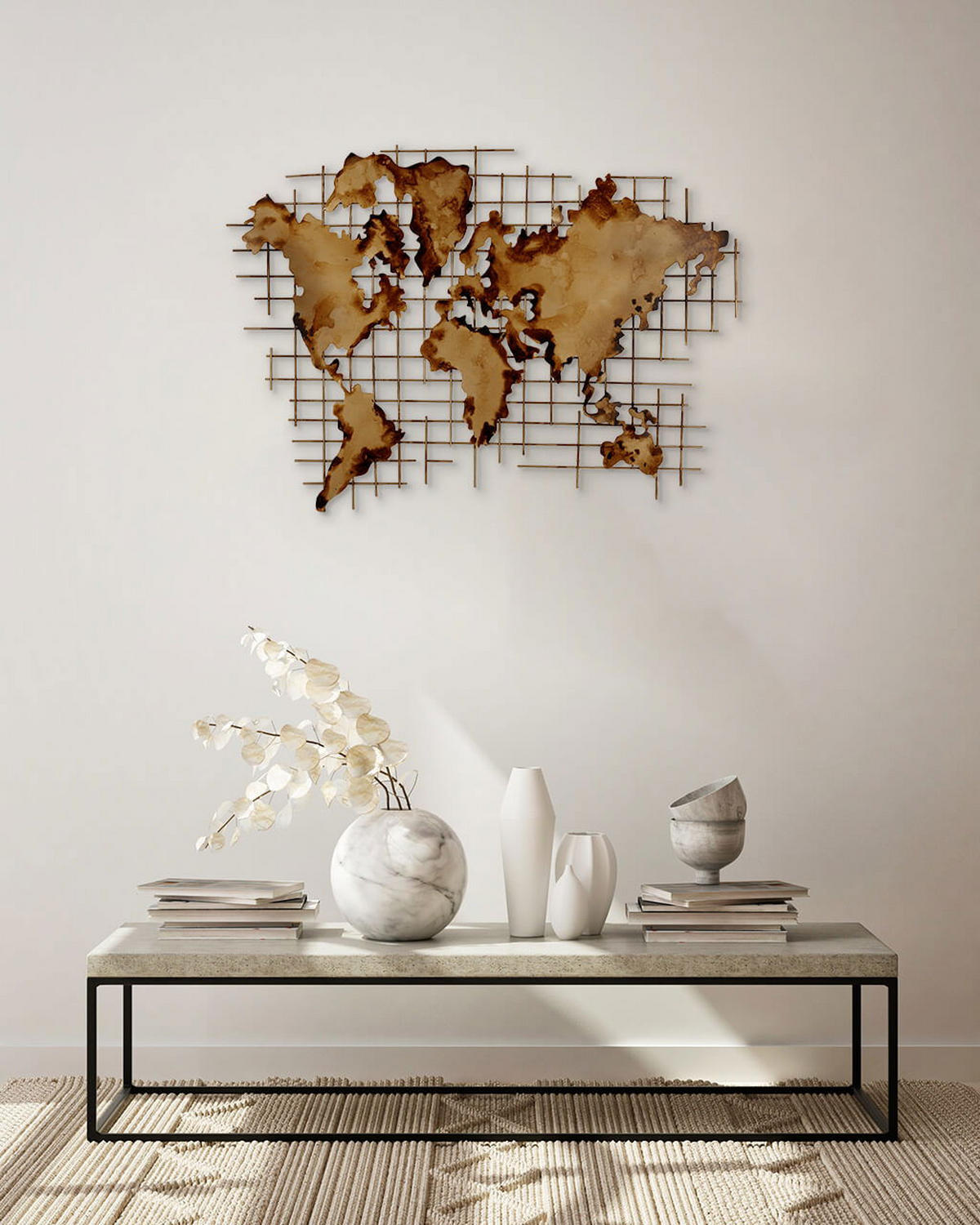WANDDEKO Gold 100/75 cm - Beige/Goldfarben, Metall (3/75/3cm) - KUNSTLOFT