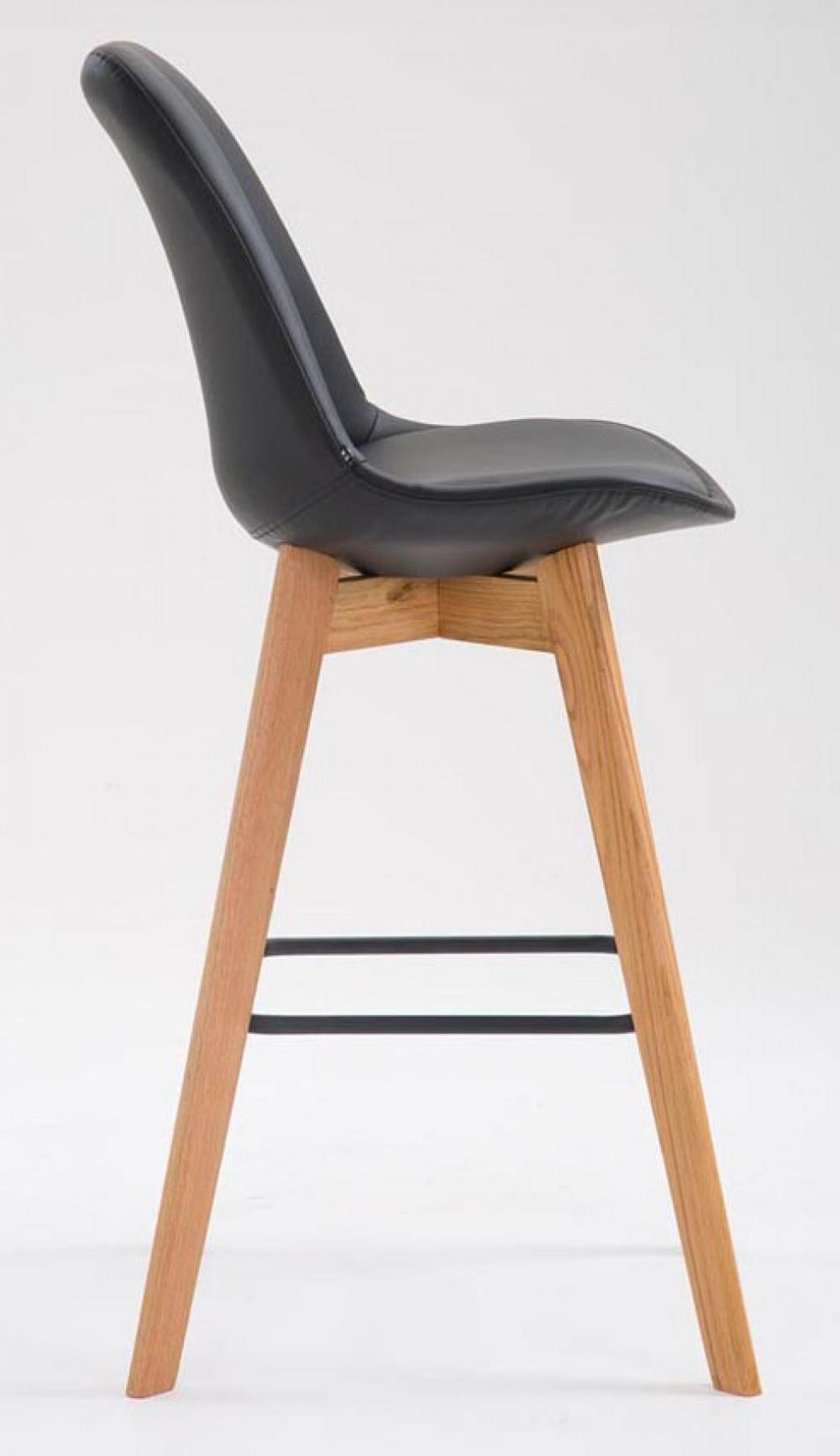 BARHOCKER 2er Set Lederlook schwarz - Eukalyptusholzfarben/Schwarz, Holz/Textil (48/112/56cm) - CLP