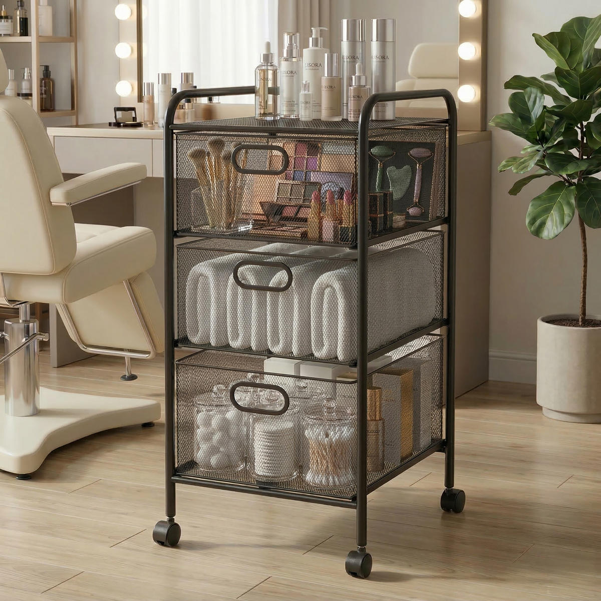 ROLLWAGEN - Schwarz, Kunststoff/Metall (33/63/31.5cm) - Relaxdays