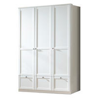 KLEIDERSCHRANK Filou in Weiß mit Landhaus- Applikationen - Drehtürenschrank 3 türig mit Schubkästen - Weiß, Holzwerkstoff (135/200/58cm)