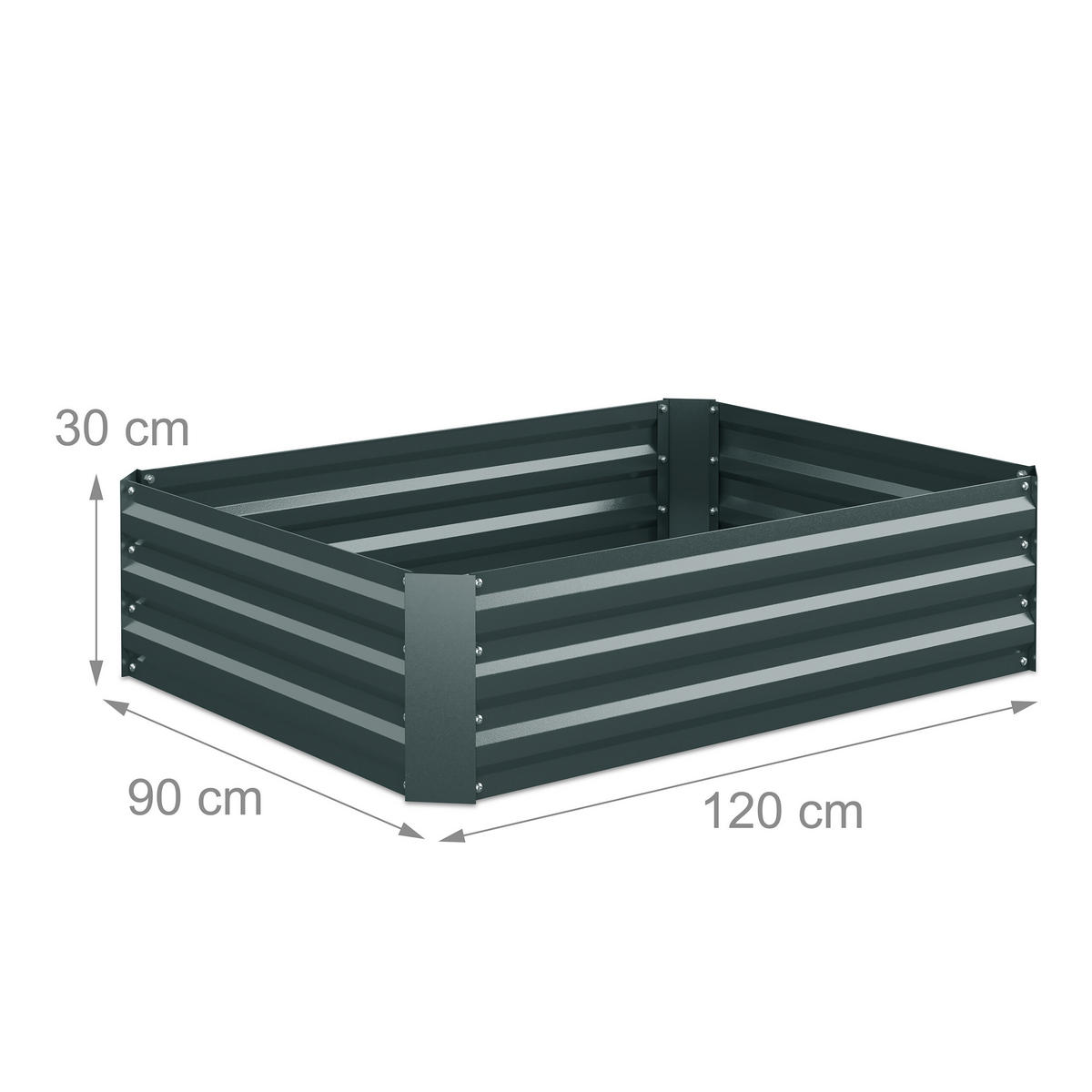 HOCHBEET - Anthrazit, Metall (120/30/90cm) - Relaxdays