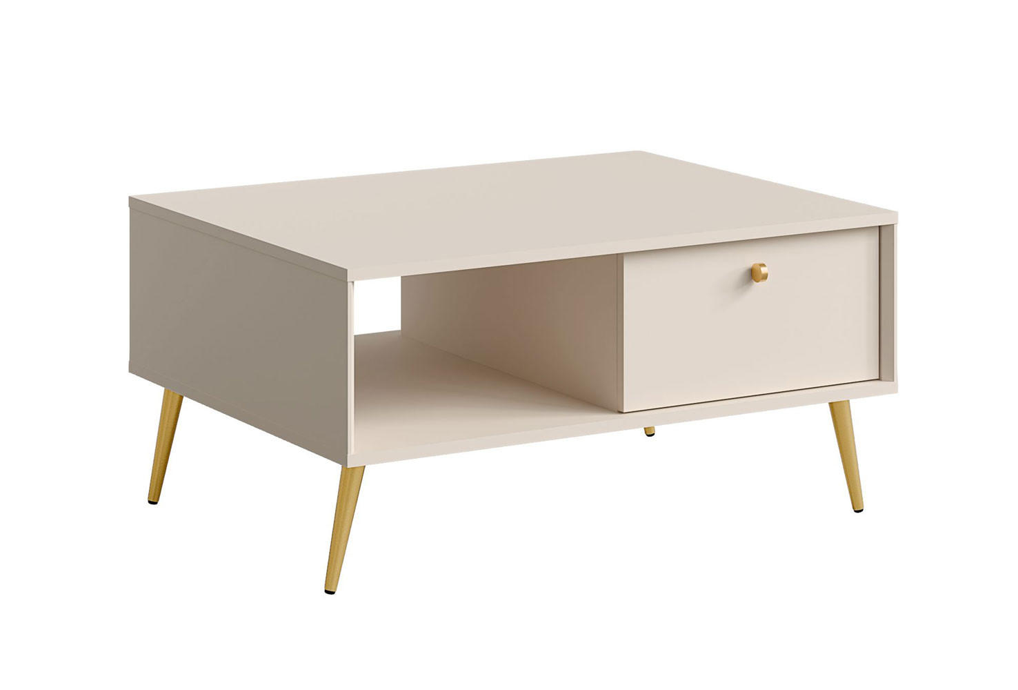 COUCHTISCH Rose sandbeige 87 / 66 / 43cm - Beige/Goldfarben, Holz/Holzwerkstoff (66/87/43cm) - Feldmann-Wohnen
