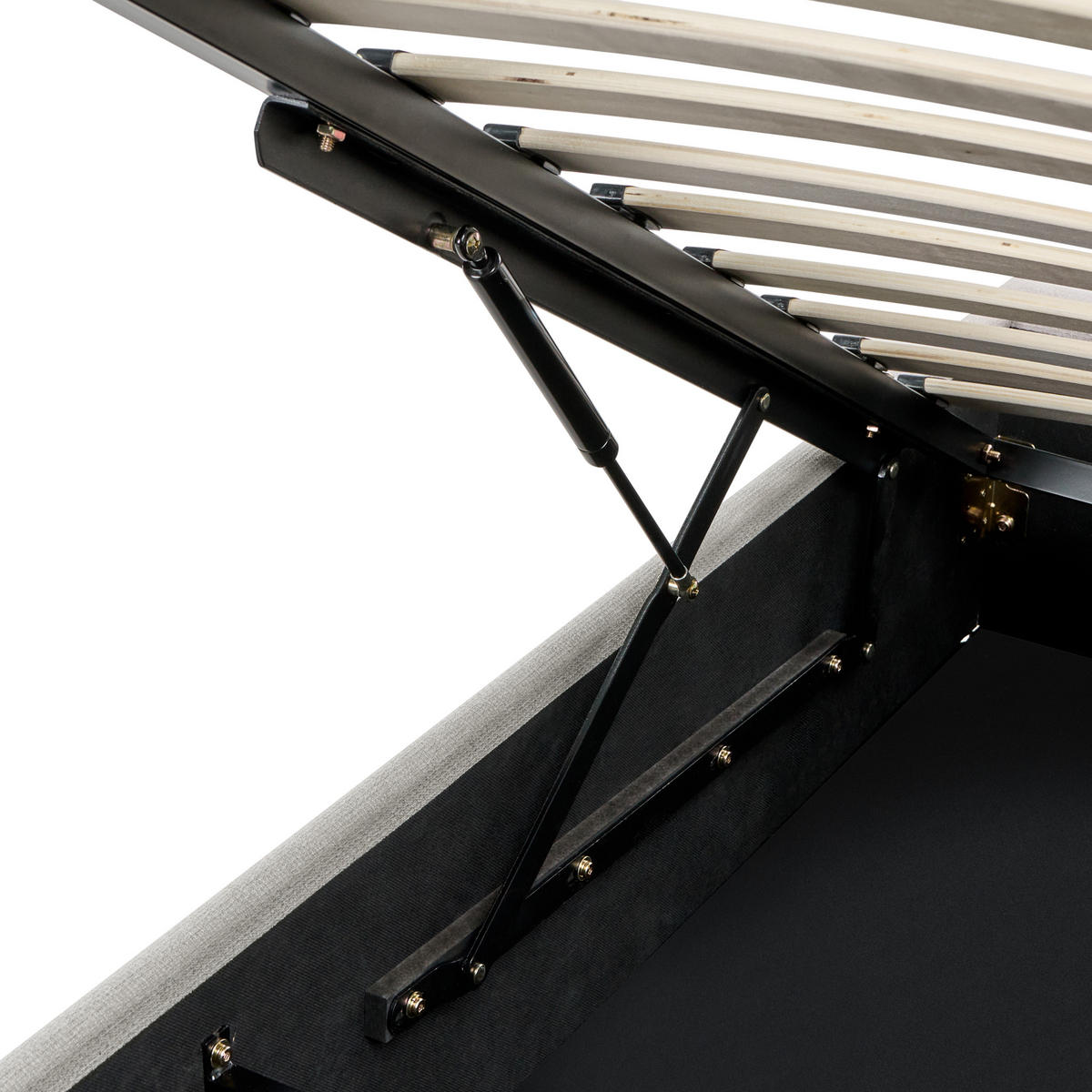 BETT mit Stauraum 160/200 cm Hellbeige Dinan - Beige, Textil (160/200cm) - Beliani