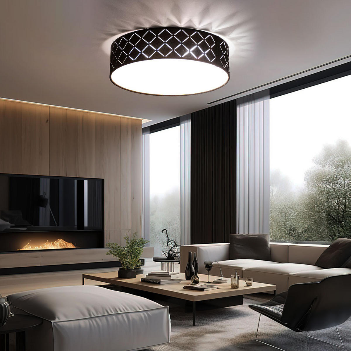 LED DECKENLEUCHTE Metall Schwarz Gold - Schwarz, Metall (38/38/10cm) - Globo Lighting