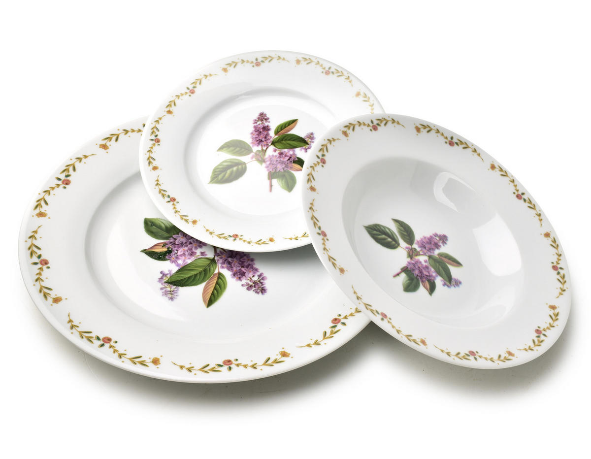 JÍDELNÍ SADA, porcelán, fialová - šeříková, keramika (21/28/28cm) - Mondex