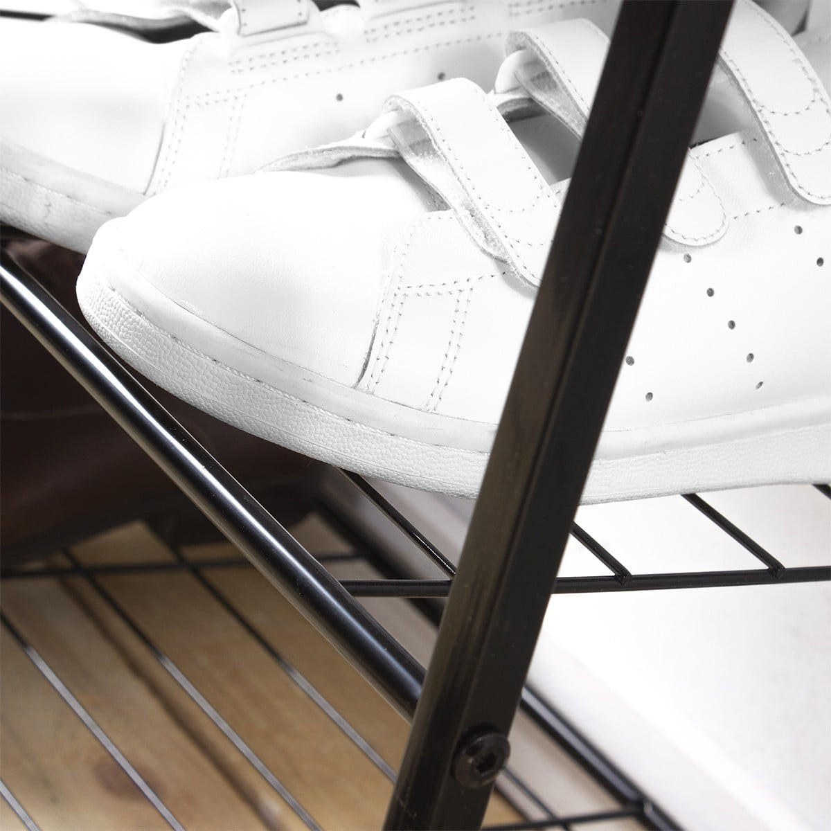 REGAL für Schuhe mit 3 Regalebenen - Schwarz, Metall (30/43/63cm) - Calicosy