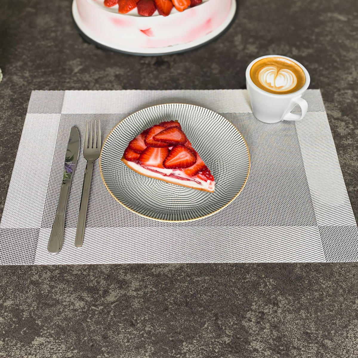 PLATZSET Untersetzer 45/30 cm (6er-Set) - Grau, Kunststoff (45/30/0.16cm) - Intirilife