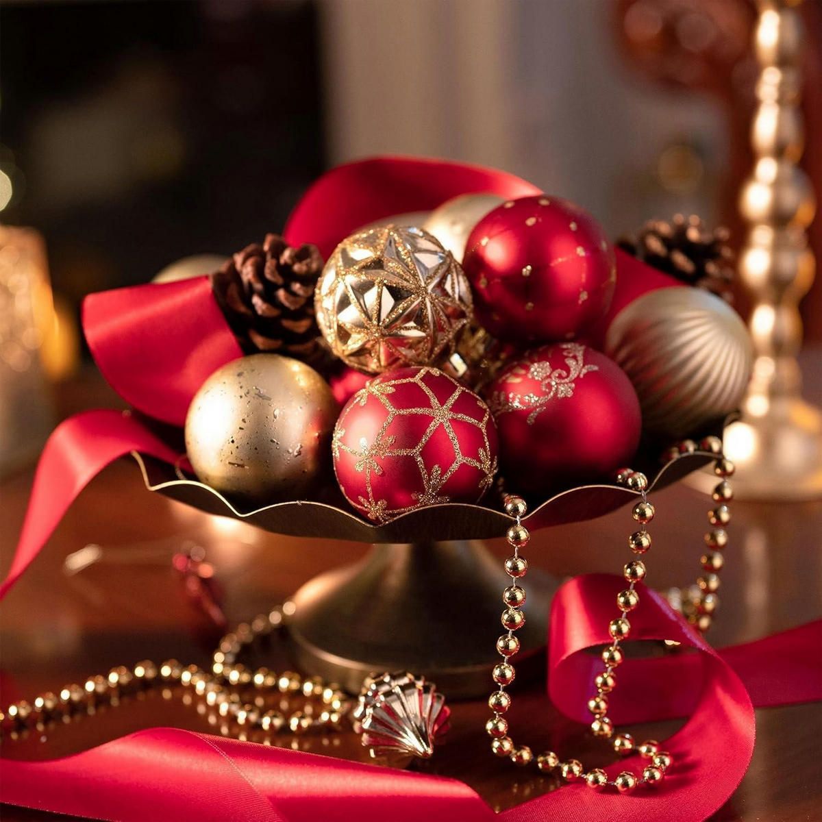 WEIHNACHTSKUGELN 20 Stück 6 cm Set Rot Gold Kunststoff - Multicolor, Kunststoff (6/6/6cm)