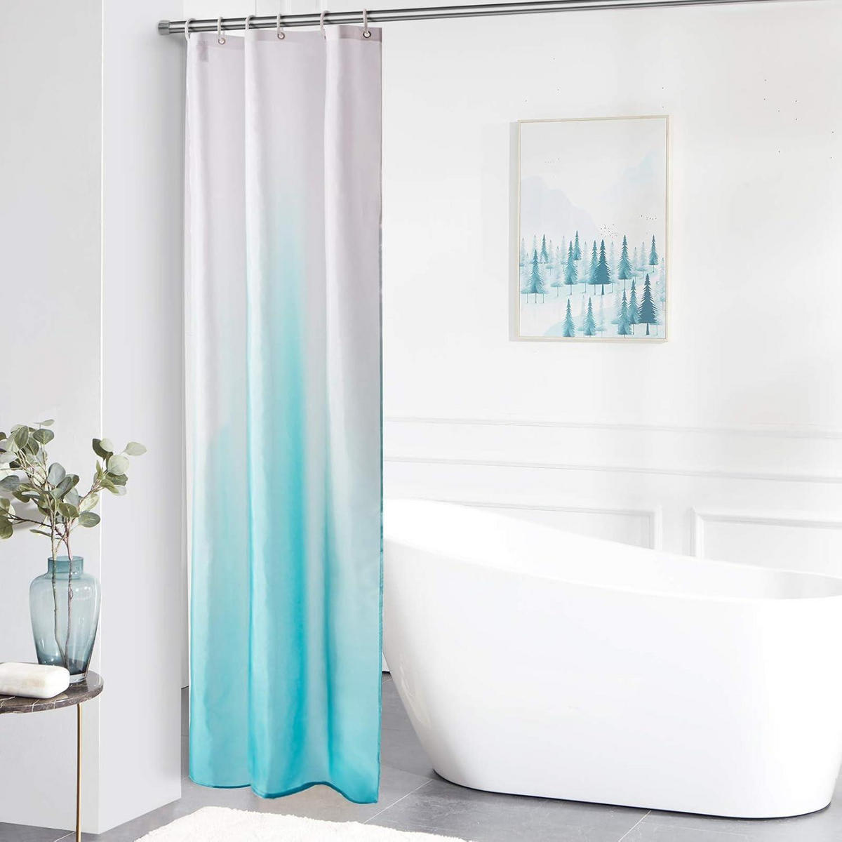 DUSCHVORHANG Textil Aquamarine 90 x 180 cm - Türkis, Textil (90/180cm)