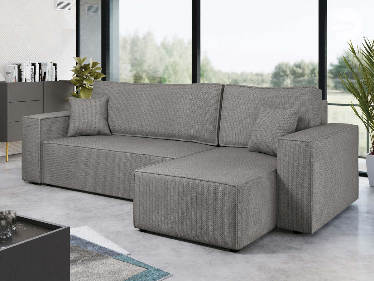 ECKSOFA Karl - Schwarz/Grau, Holz/Kunststoff (244/145cm) - MIRJAN24