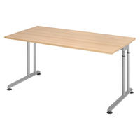 SCHREIBTISCH Serie-Z 80/160/74 cm in Eichefarben/Silberfarben - Eichefarben/Silberfarben, Holzwerkstoff (80/160/74cm) - bümö